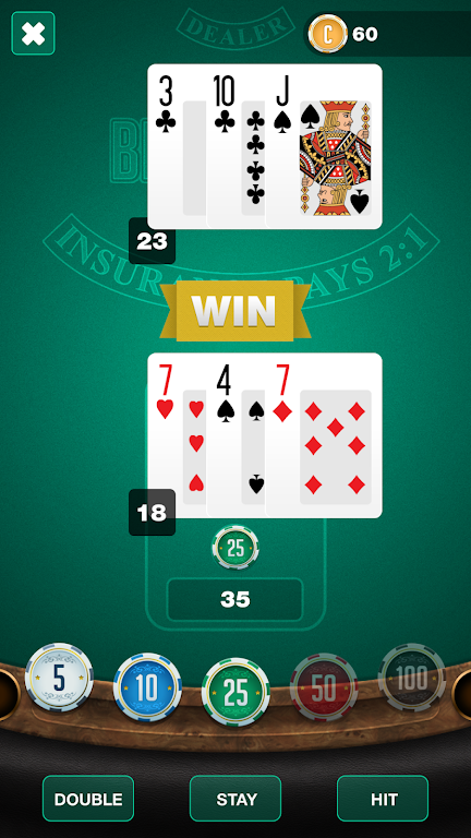 BlackJack TwentyOne 螢幕截圖 1