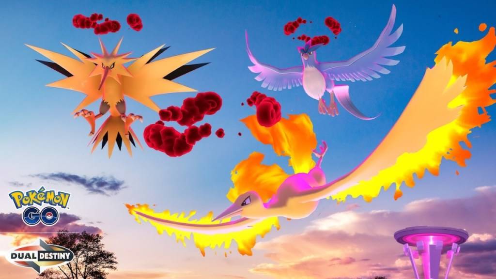 Pokemon Go Key Art สำหรับเที่ยวบินในตำนานที่มี Dynamax Moltres