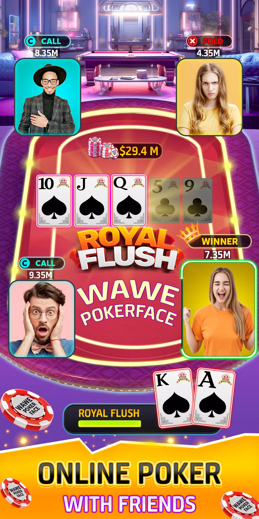 Wawe Poker Face - Holdem Poker Ảnh chụp màn hình 0