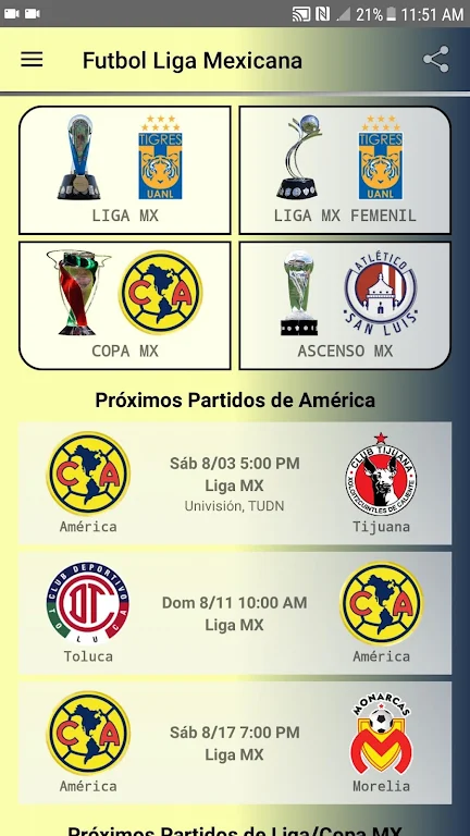 SoccerLair Mexican Leagues स्क्रीनशॉट 1
