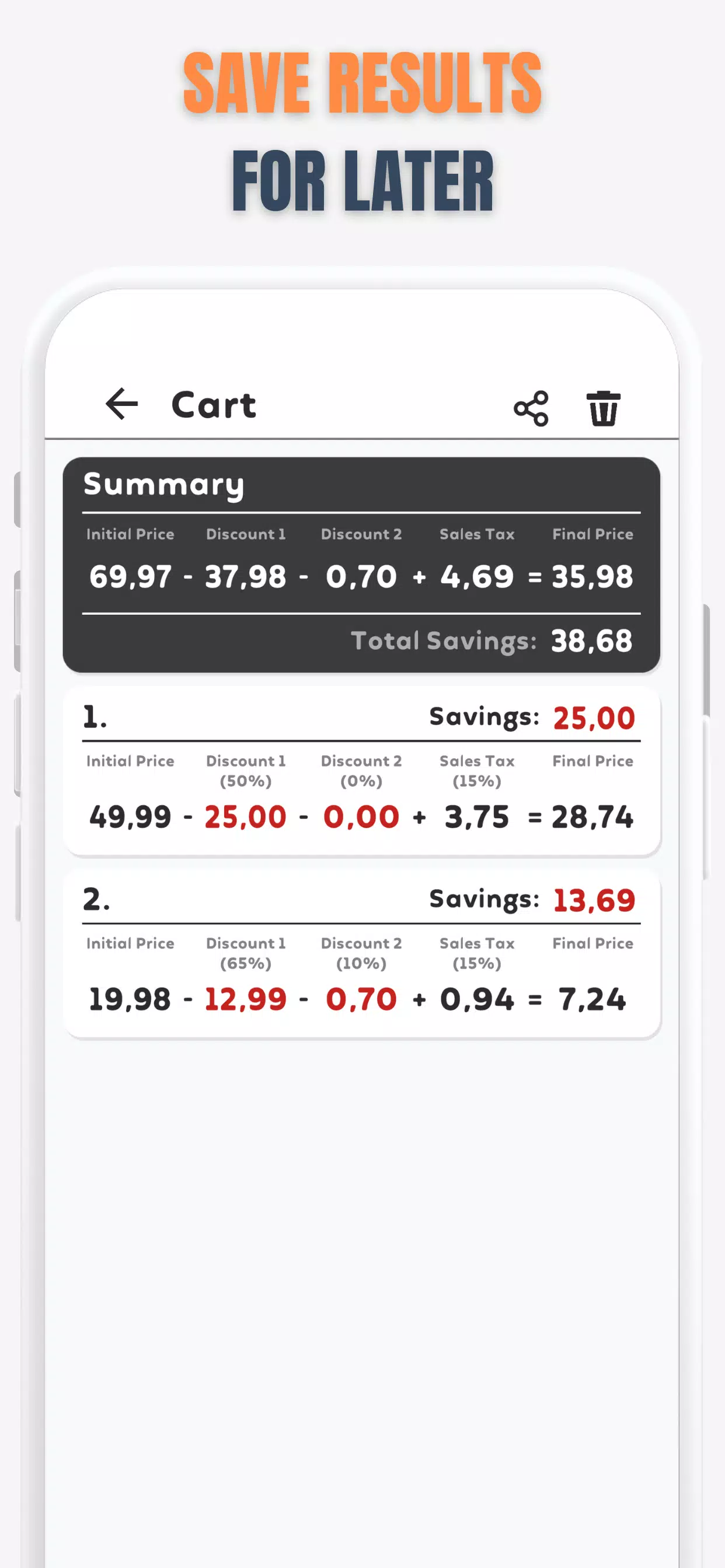 Percent Off Shoping Calculator 螢幕截圖 1