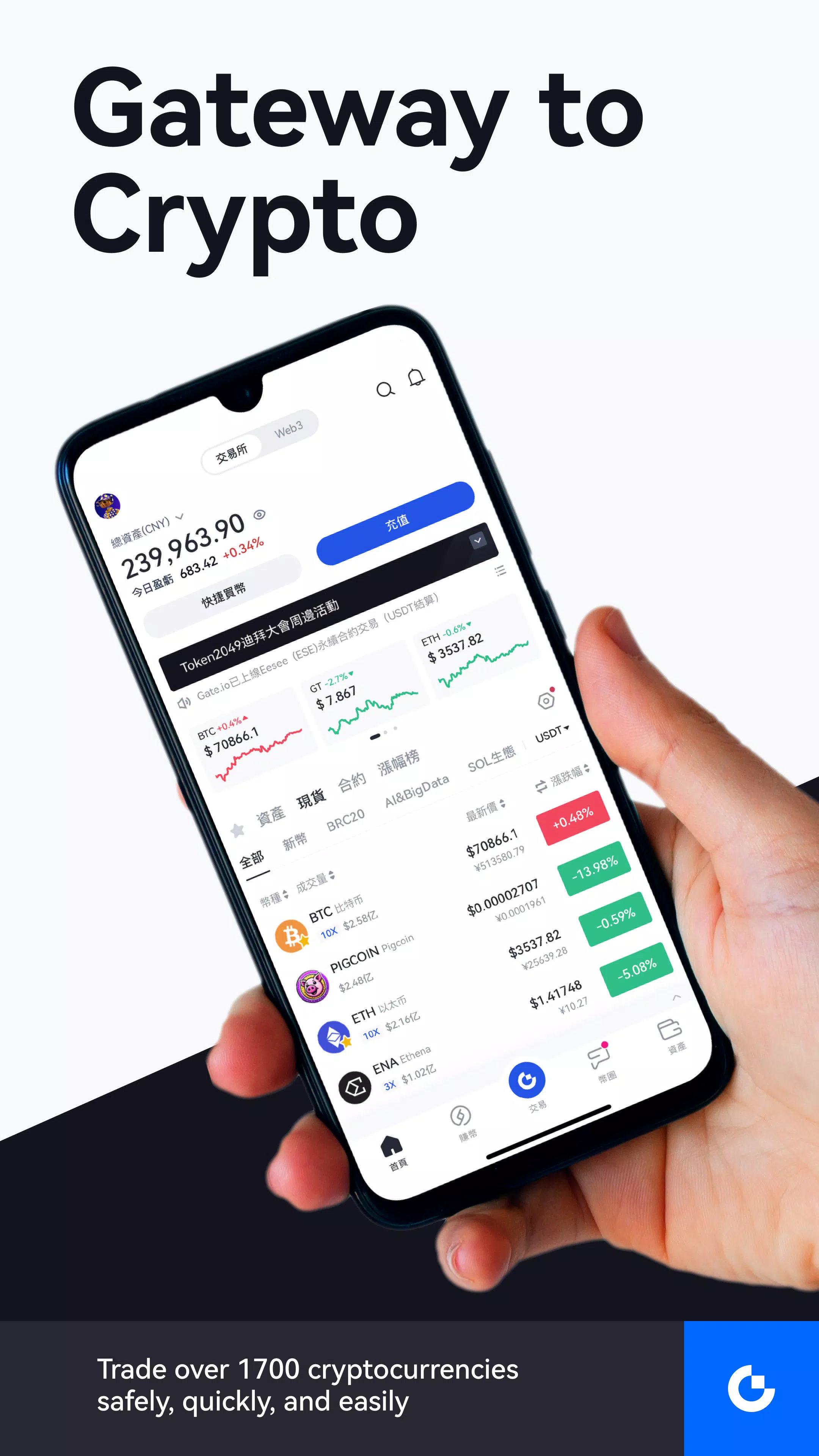 Gate.io 交易所 - 購買比特幣和千種虛擬貨幣 螢幕截圖 0
