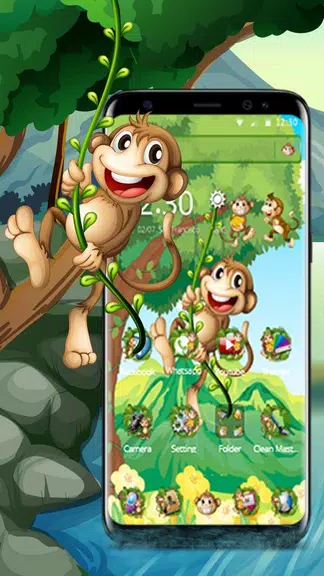 The Cute Cartoon Monkey Theme ဖန်သားပြင်ဓာတ်ပုံ 0