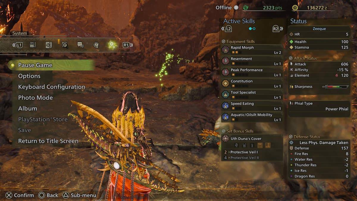 Monster Hunter Wilds中的暂停菜单