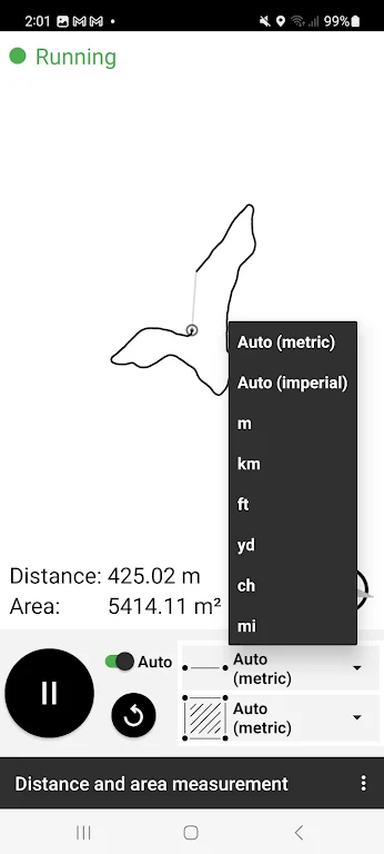 Distance and area measurement Schermafbeelding 3