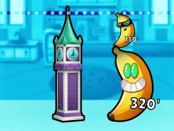 chuối xếp chồng lên nhau để đo chiều cao của Big Ben