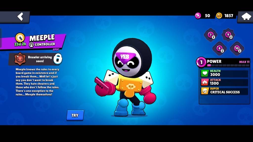 Brawl Stars'ta Meeple Profil Sayfası.