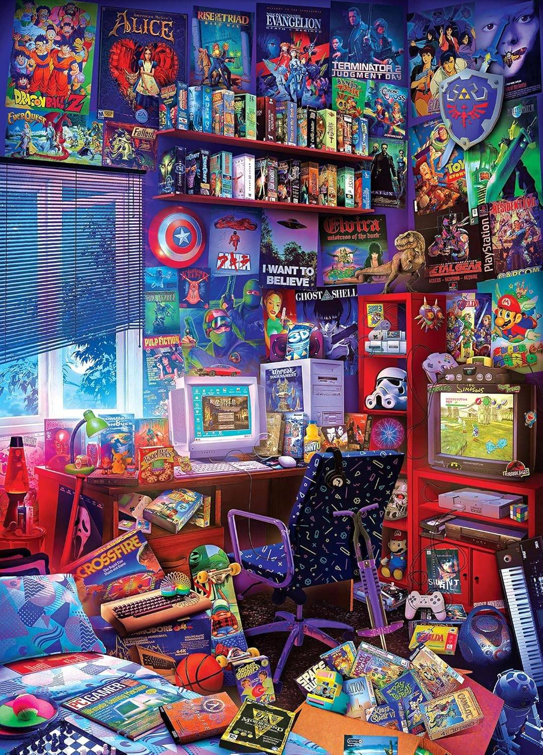 Toynk '80s Game Room Pop Culture 1,000 Piece Jigsaw Puzzle ni Rachid Lotf