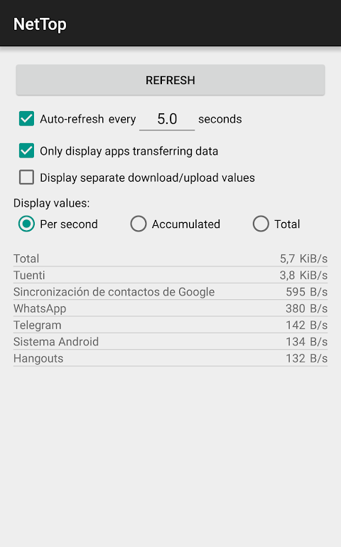 NetTop: RealTime Network Meter ဖန်သားပြင်ဓာတ်ပုံ 0
