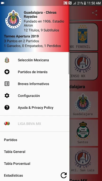 SoccerLair Mexican Leagues स्क्रीनशॉट 0
