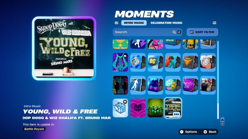 在Fortnite Moments菜單中的果醬跟踪。