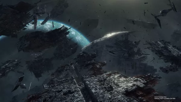 La concept art della missione Mandalorian e Grogu per Millennium Falcon: Smuggler's Run