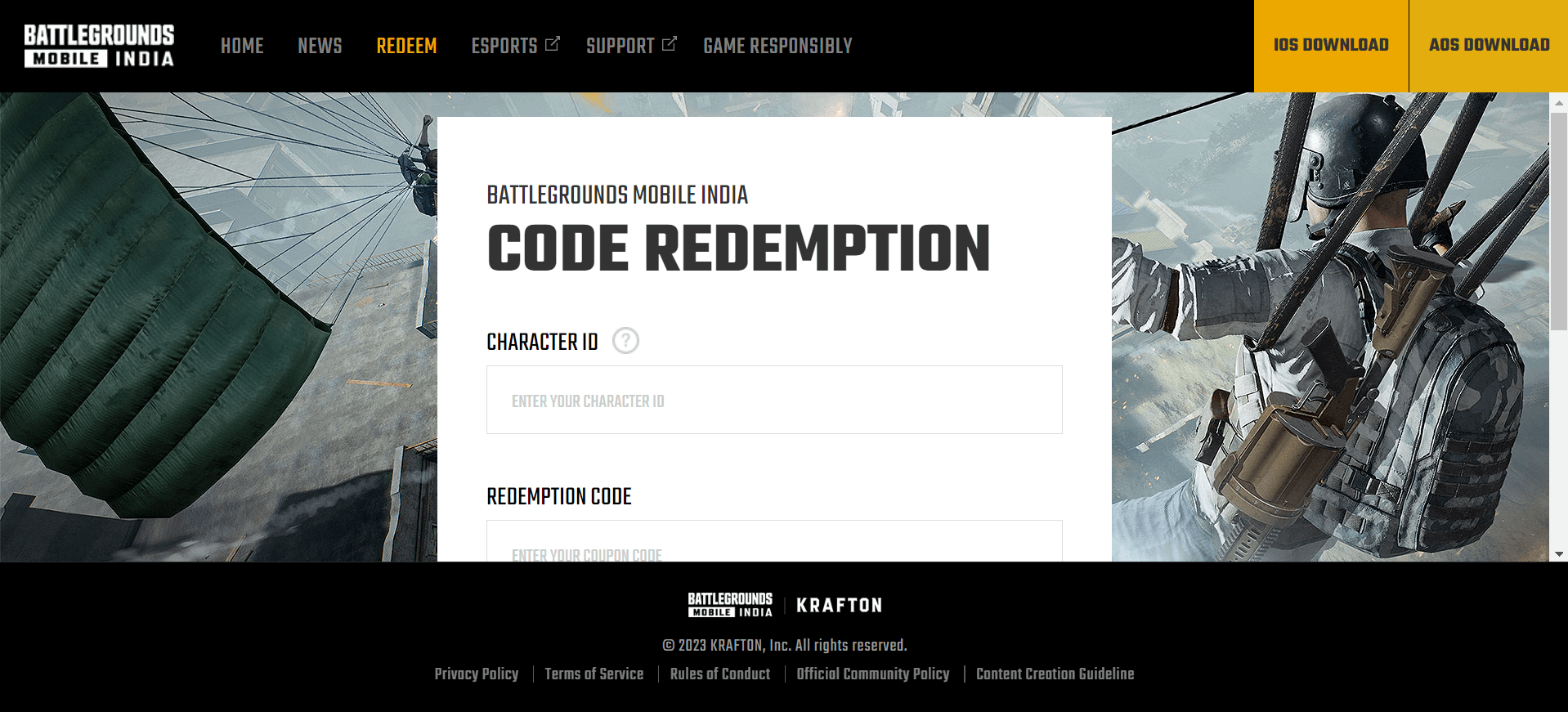 BGMI Redeem Code Instructions