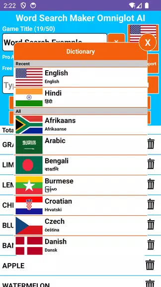 Word Search Maker Omniglot Screenshot 2