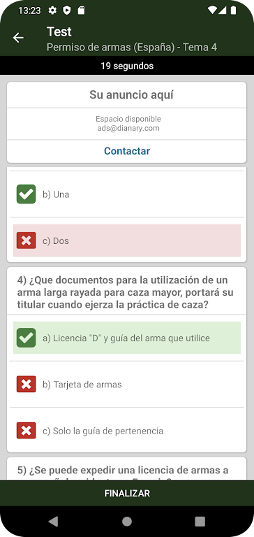 Schermata ExamenesCazador.com 2