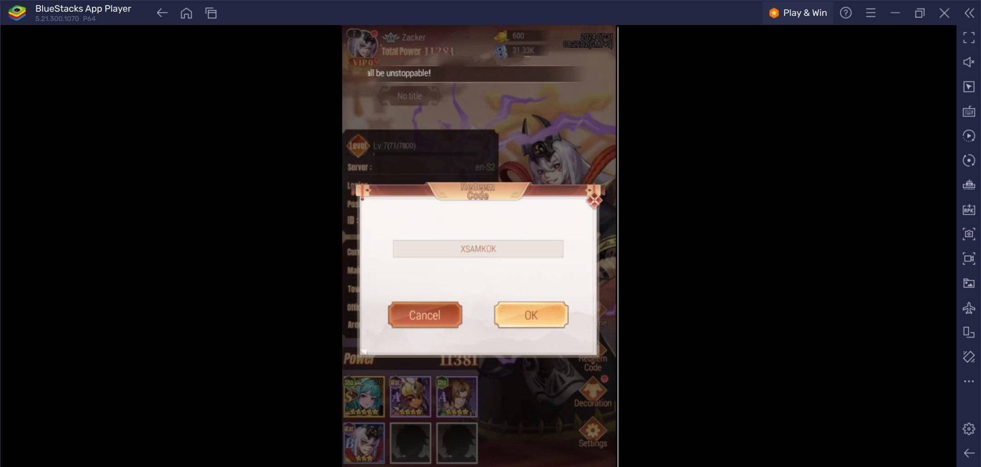 X-Samkok Redeem Code Instructions