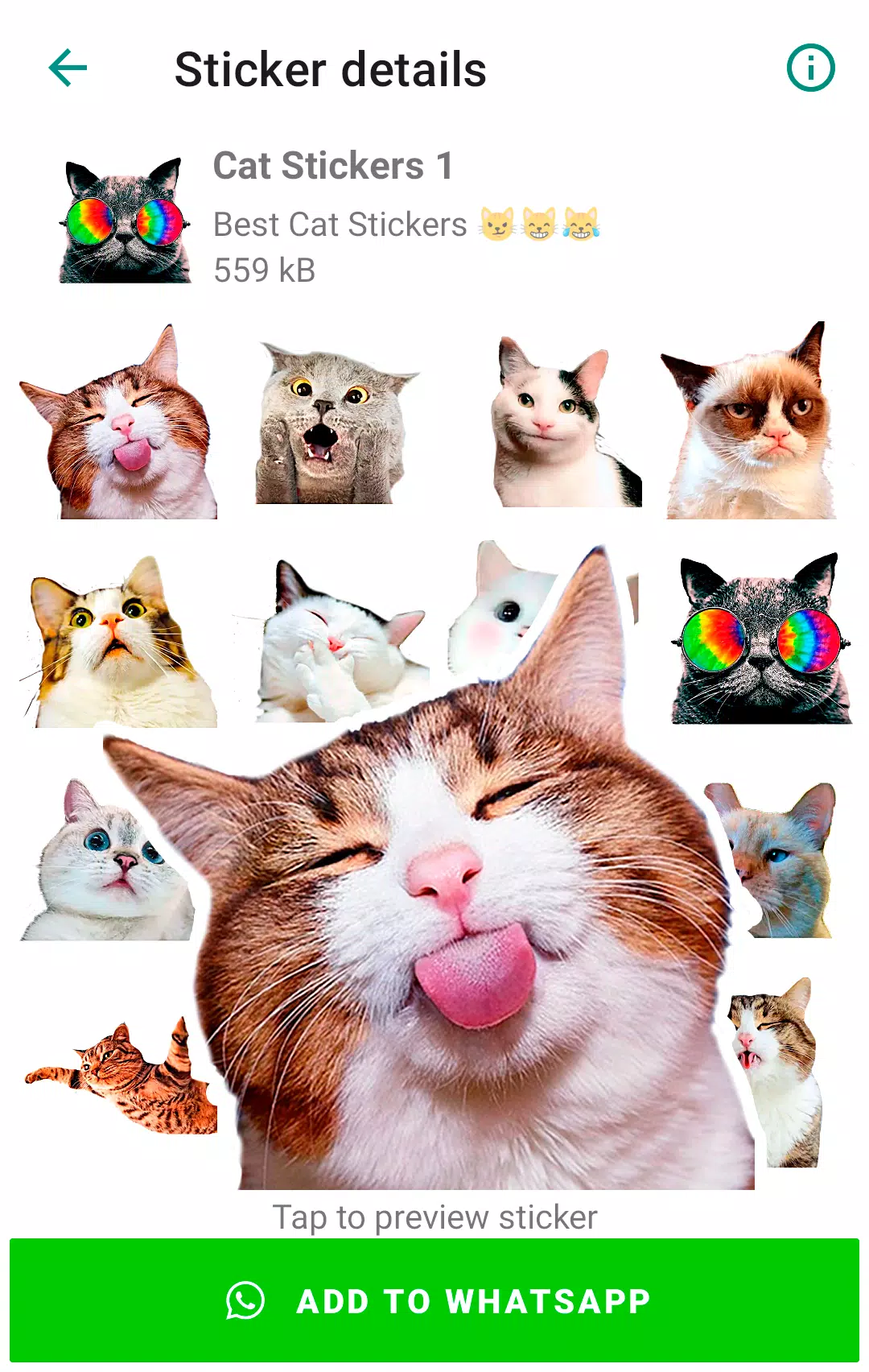 Cute Cat Stickers for WhatsApp Schermafbeelding 0