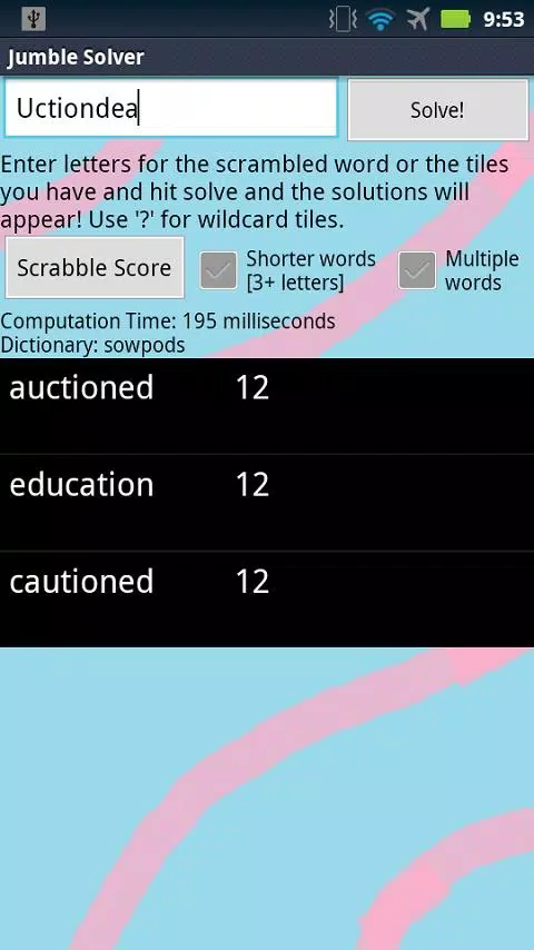 Jumble Solver Screenshot 1