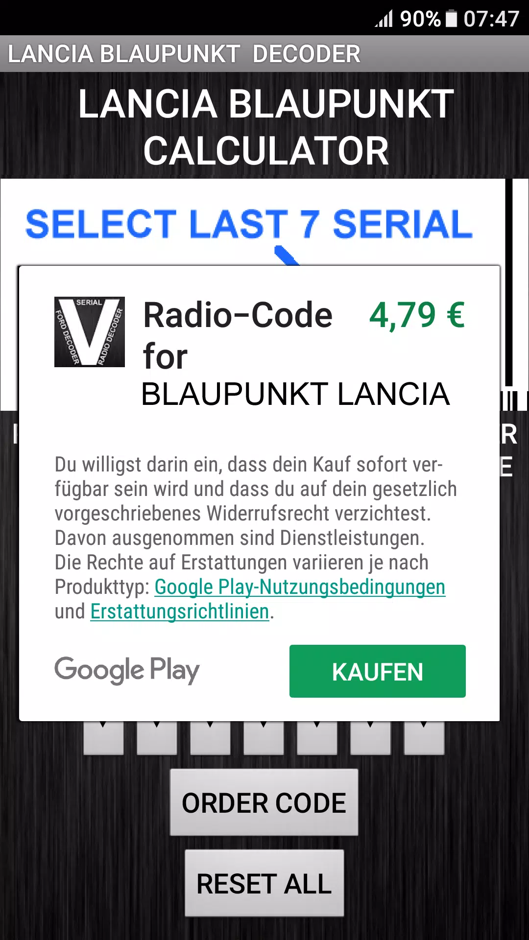 Blaupunkt Lancia Radio Code Capture d'écran 3