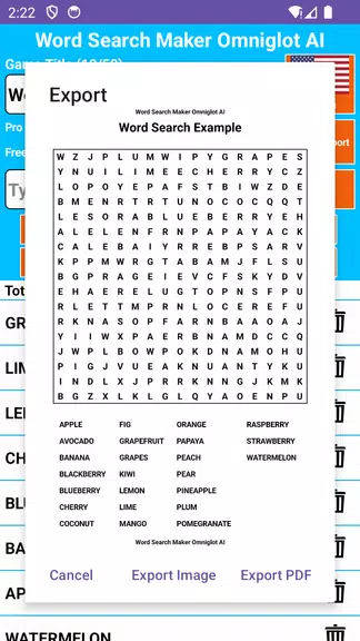 Word Search Maker Omniglot Screenshot 1