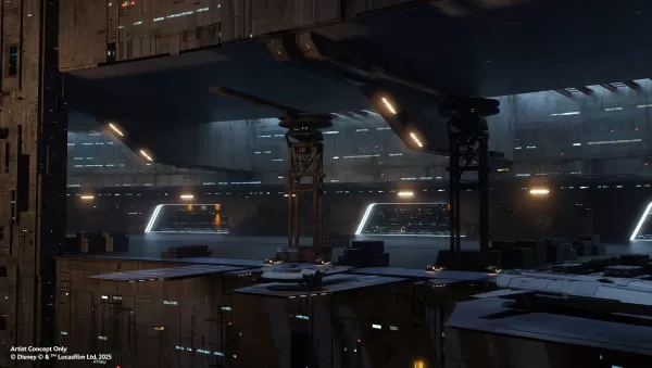 La concept art della missione Mandalorian e Grogu per Millennium Falcon: Smuggler's Run