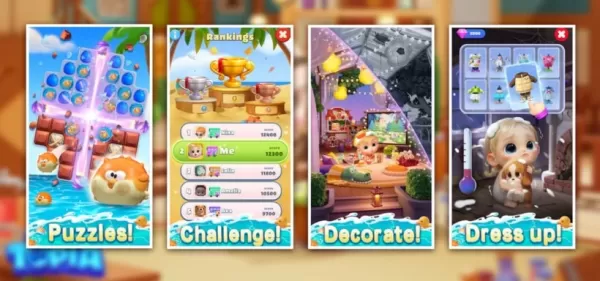 Puzzles e jogos coloridos projetados para crianças, com personagens divertidos, atividades envolventes, bebês e roupas diferentes