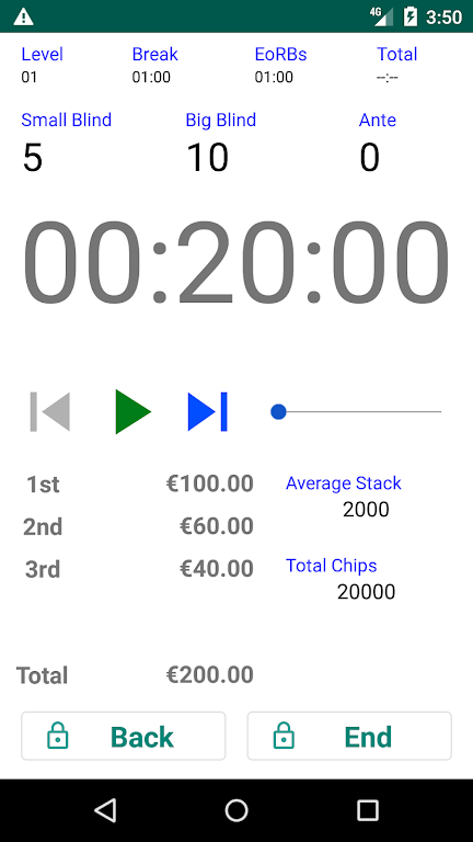 Easy Poker Tournament Timer 螢幕截圖 1
