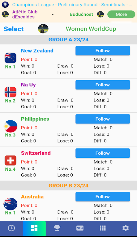 Female Cup Matches स्क्रीनशॉट 1