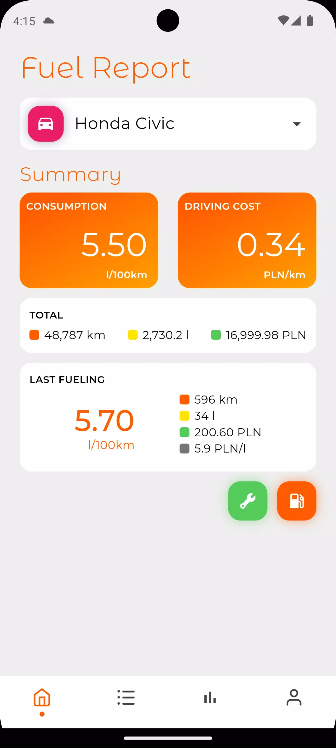 Fuel Log ภาพหน้าจอ 0