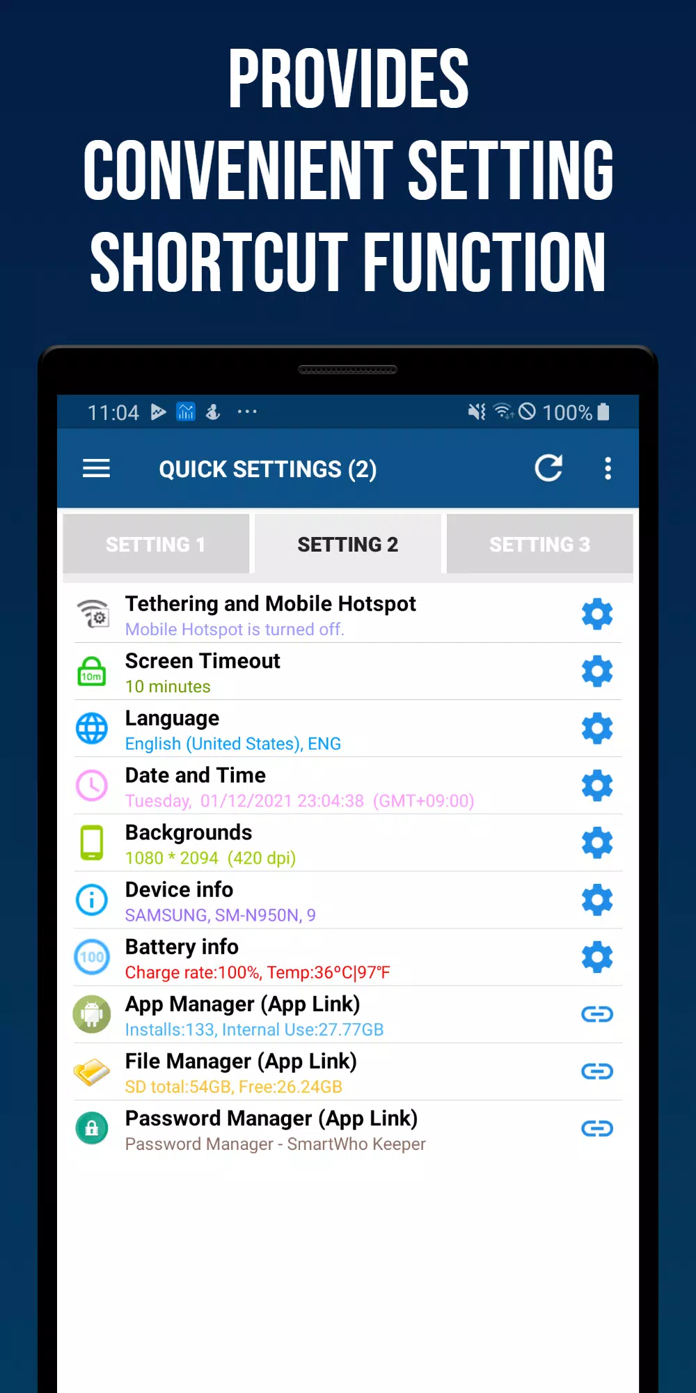 Schermata Smart Quick Settings 1