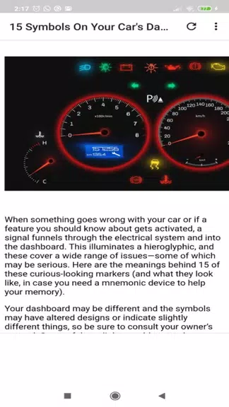 Car dashboard symbols Schermafbeelding 0