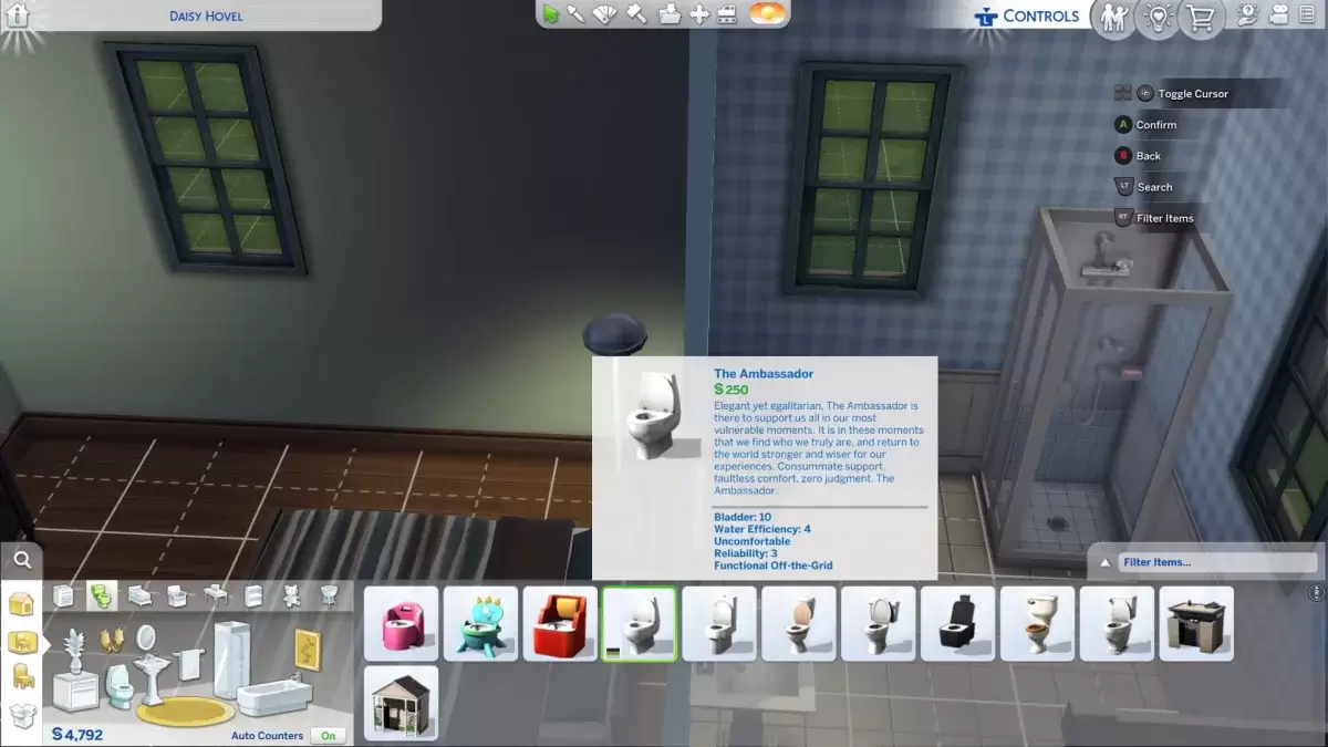 The Ambassador toilet, a cost-effective option for breaking and repairing in The Sims 4.