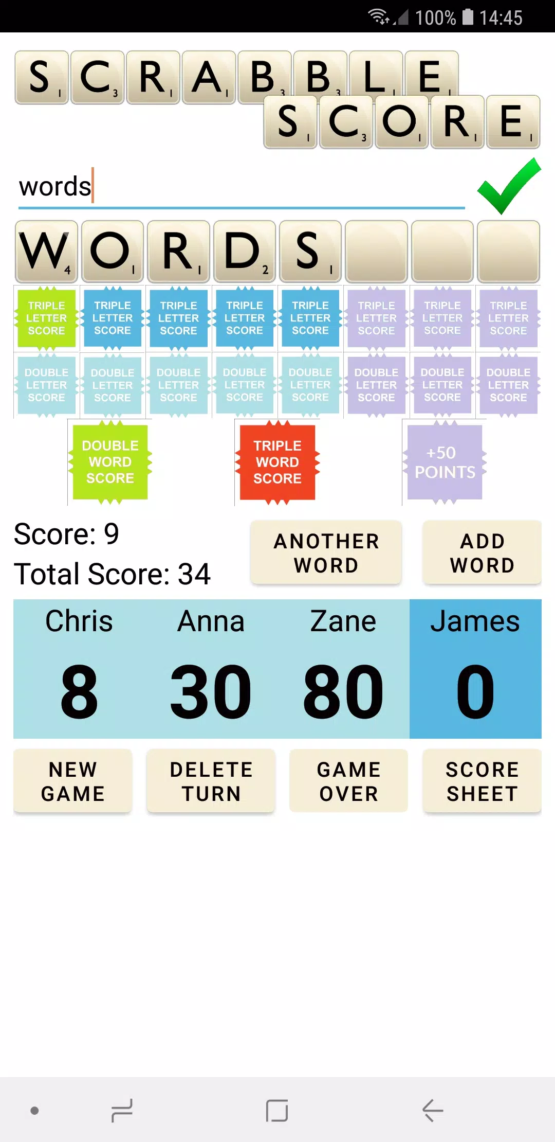 Scrabble Score Tangkapan skrin 1