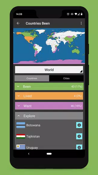 Schermata Countries Been: Visited Places 3