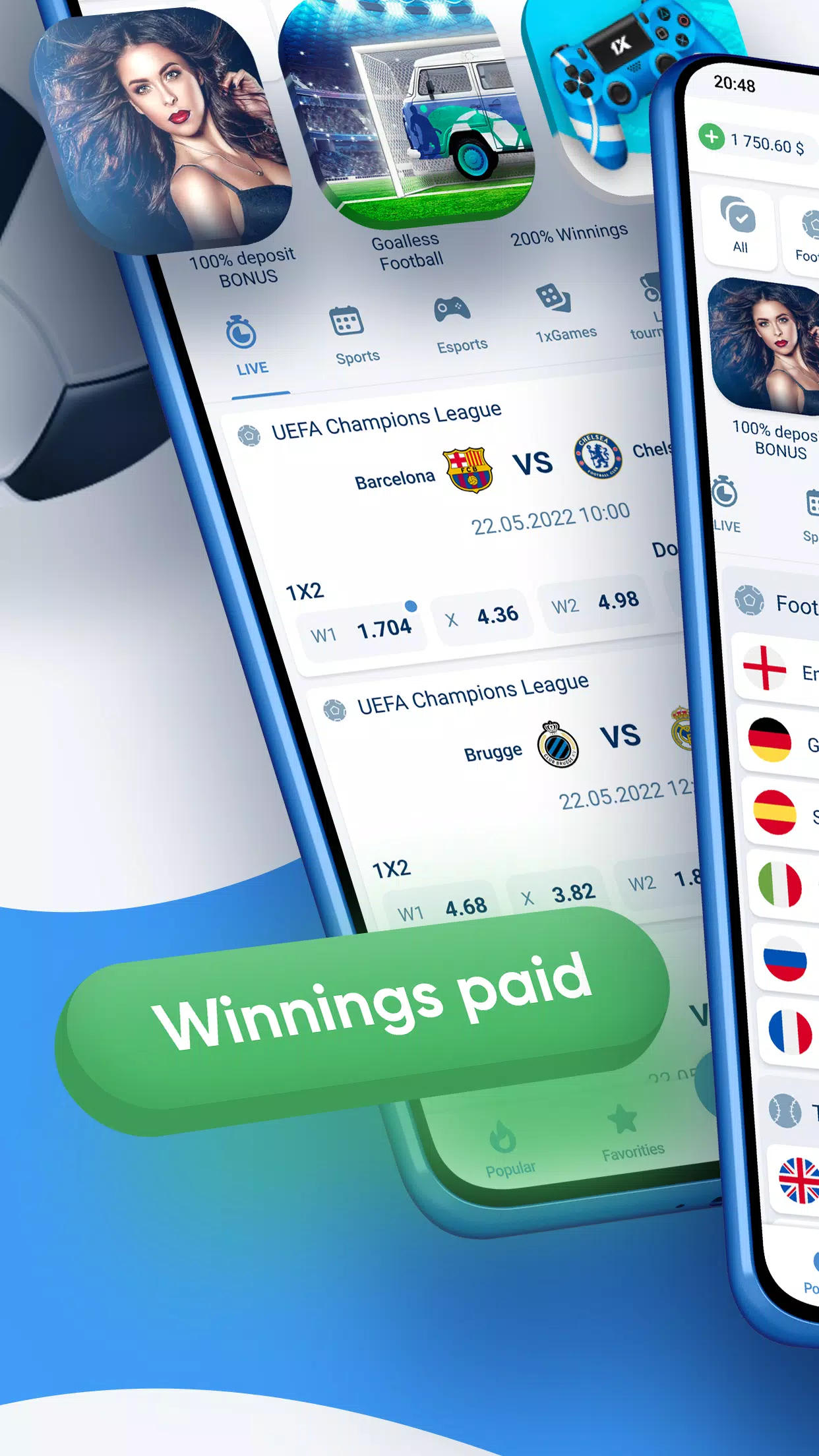 1xBet ﹣Sports Betting 螢幕截圖 1
