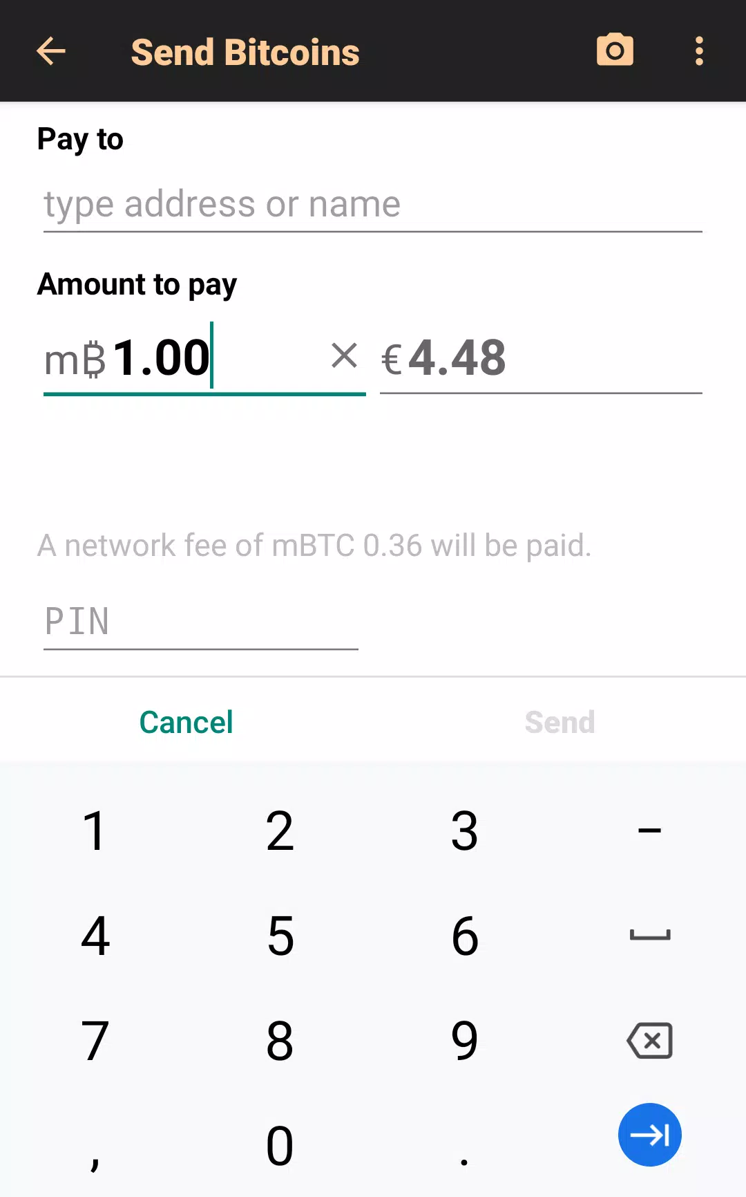 Schermata Bitcoin Wallet 1