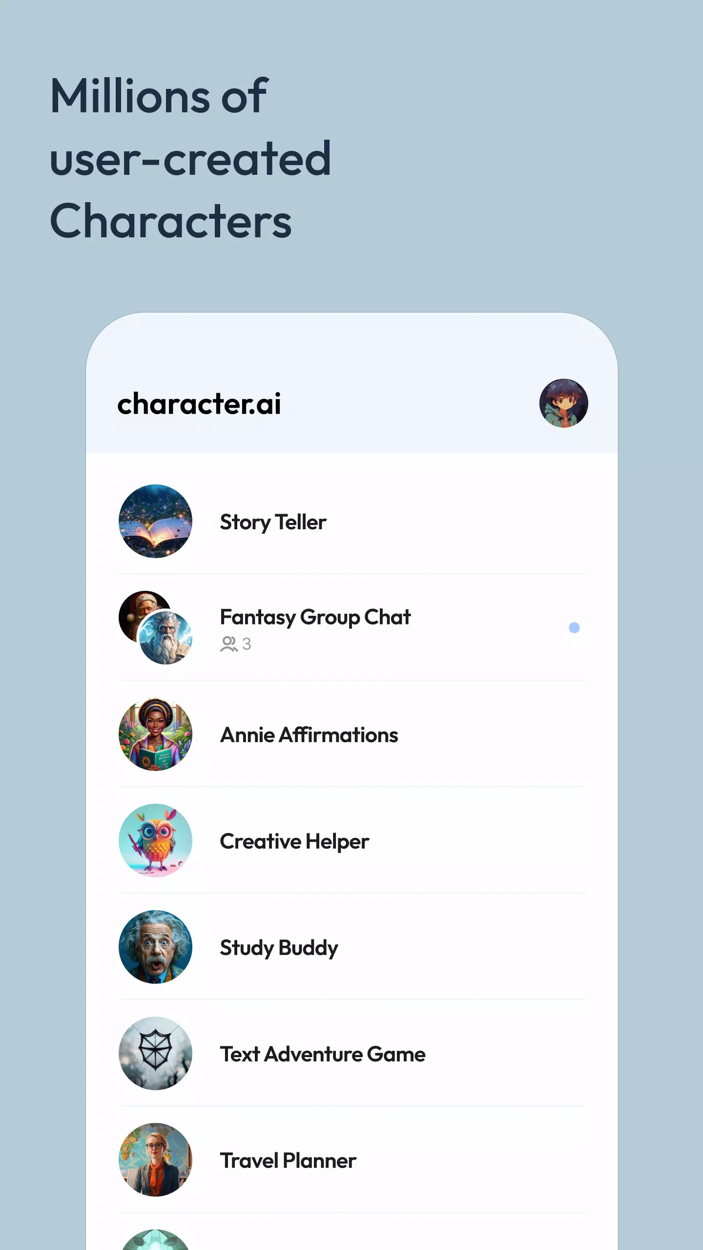 Character AI: Chat, Talk, Text 螢幕截圖 1