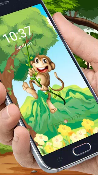 The Cute Cartoon Monkey Theme ဖန်သားပြင်ဓာတ်ပုံ 3