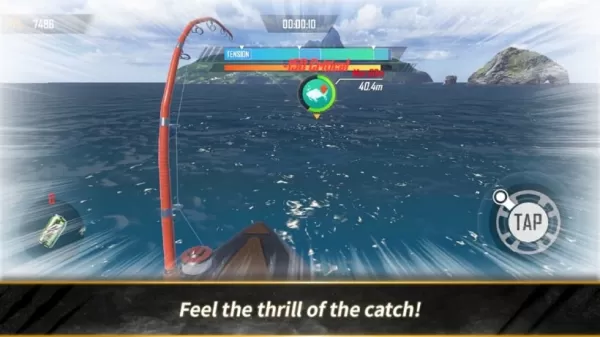 Cena dramática de ação de pesca mostrando a intensidade do jogo
