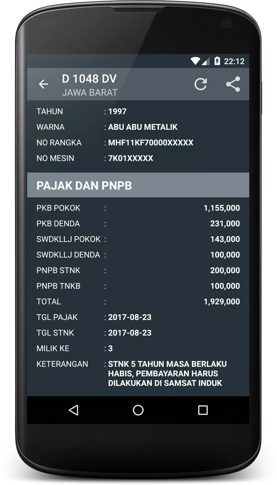 Cek Pajak Kendaraan Captura de tela 3