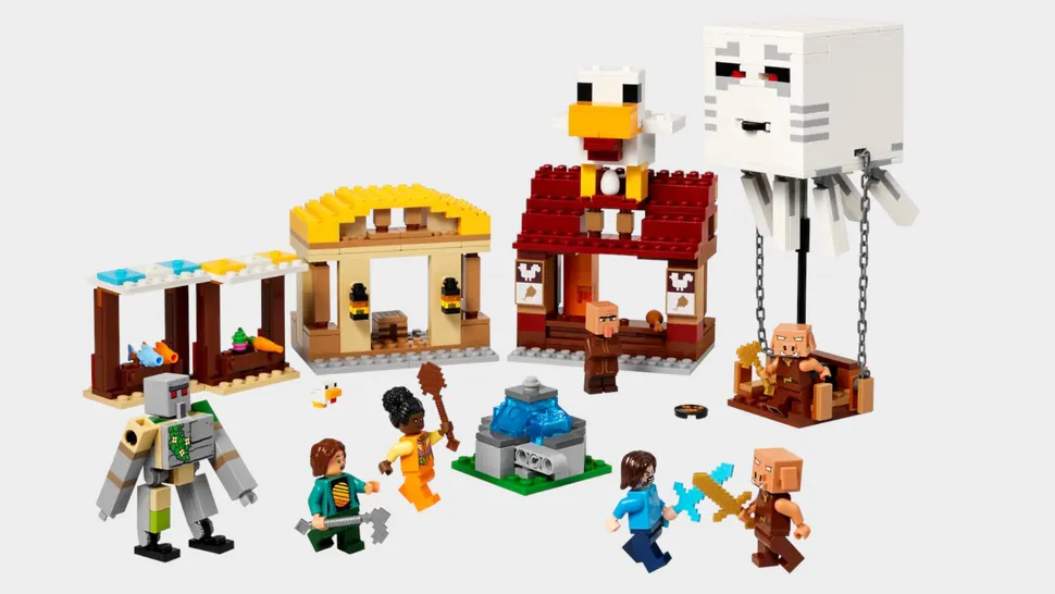 Ghast Balloon Village Attack Lego Set