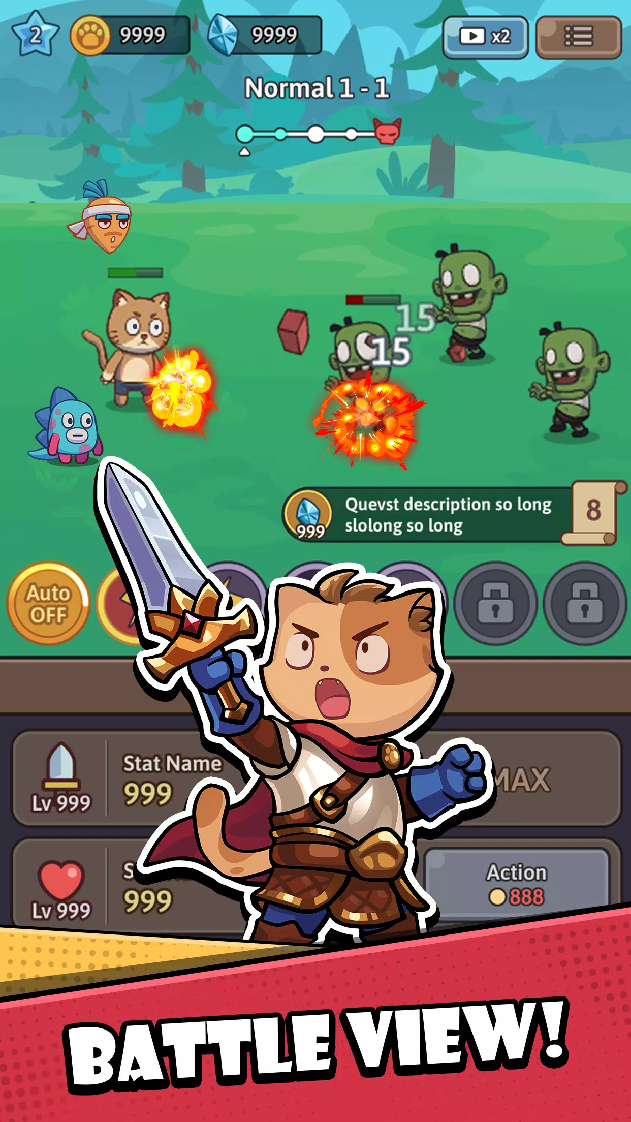 Cat Hero: Idle RPG War Capture d'écran 0