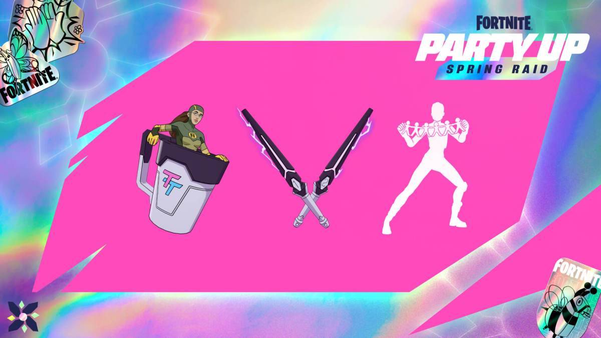 Party Up Spring Raid Event premi a Fortnite come parte di un articolo su come sbloccare Dupli-Kate.