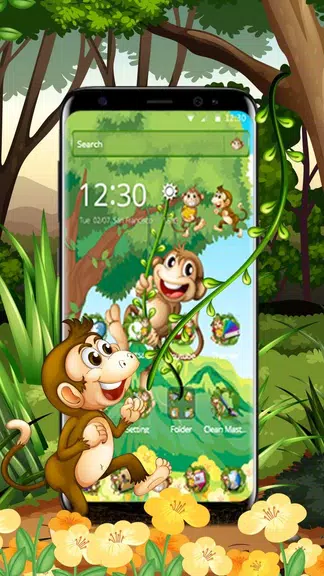 The Cute Cartoon Monkey Theme ဖန်သားပြင်ဓာတ်ပုံ 2