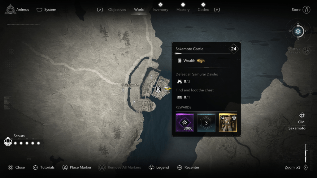 Sakamato Castle은 Assassin 's Creed Shadows에서 3,000 XP를 수상했습니다